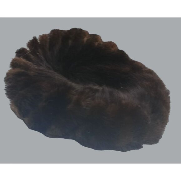 Vintage Mink Fur Hat Made in USA MCM Real Fur Winter Pillbox Style, Brown - Picture 5 of 8